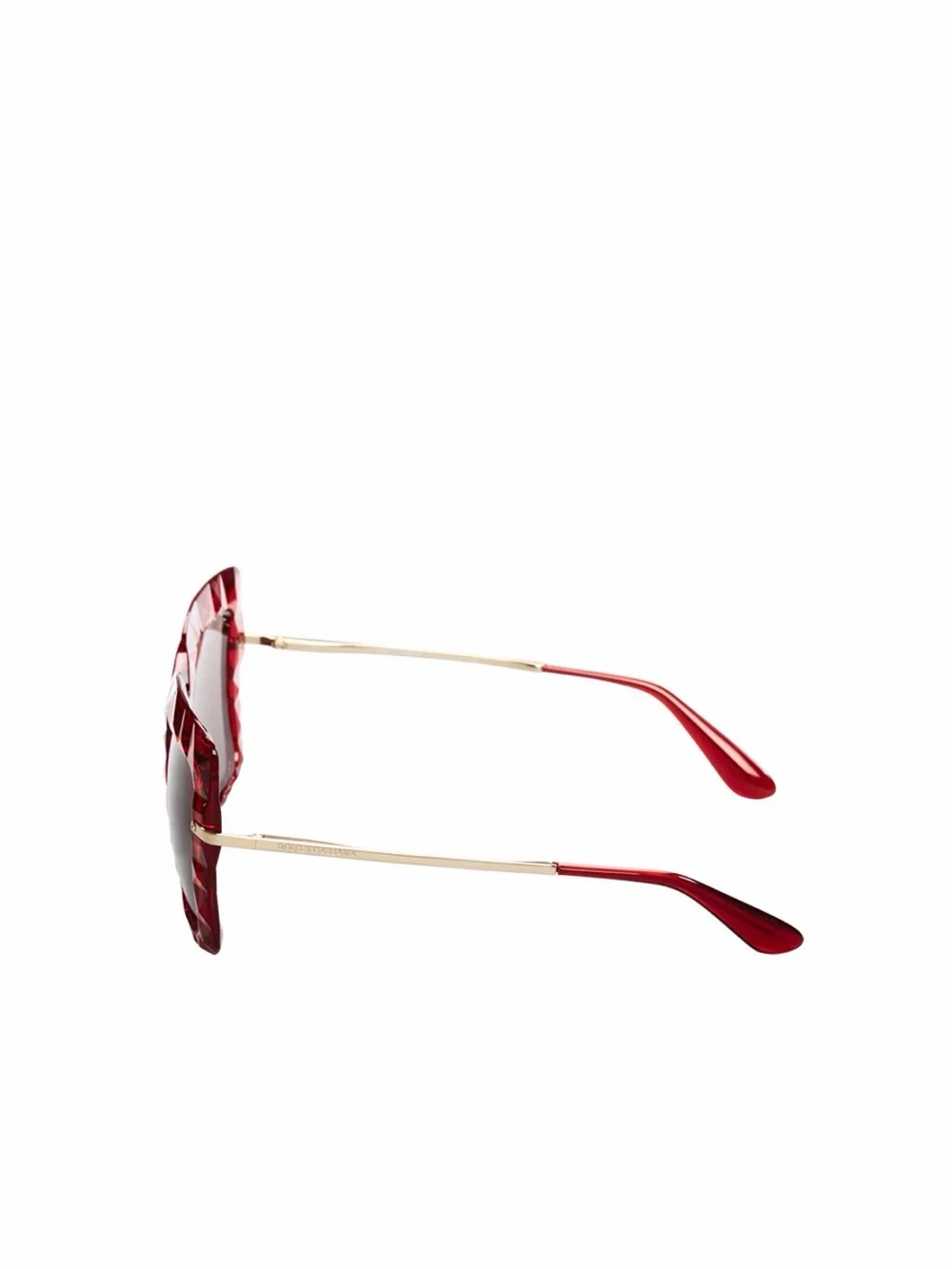 Dolce & Gabbana Women's Red Faceted Square Frame Sunglasses with Dark Lenses
